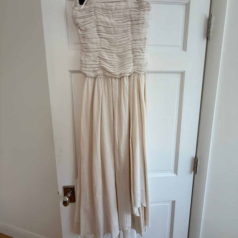 STAUD high tide Strapless dress in buttercream. Worn once for engagement shoot.